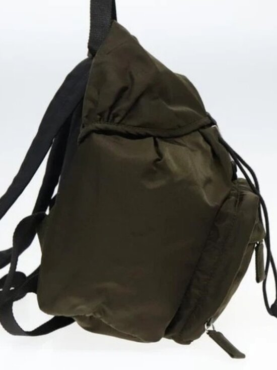 PRADA Backpack Nylon Khaki Silver Auth ep5764 main image 9